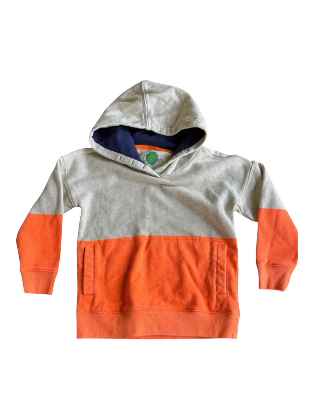 Boden • Orange and Light Gray Colorblock Hoodie - 4-5 yr (110 cm)